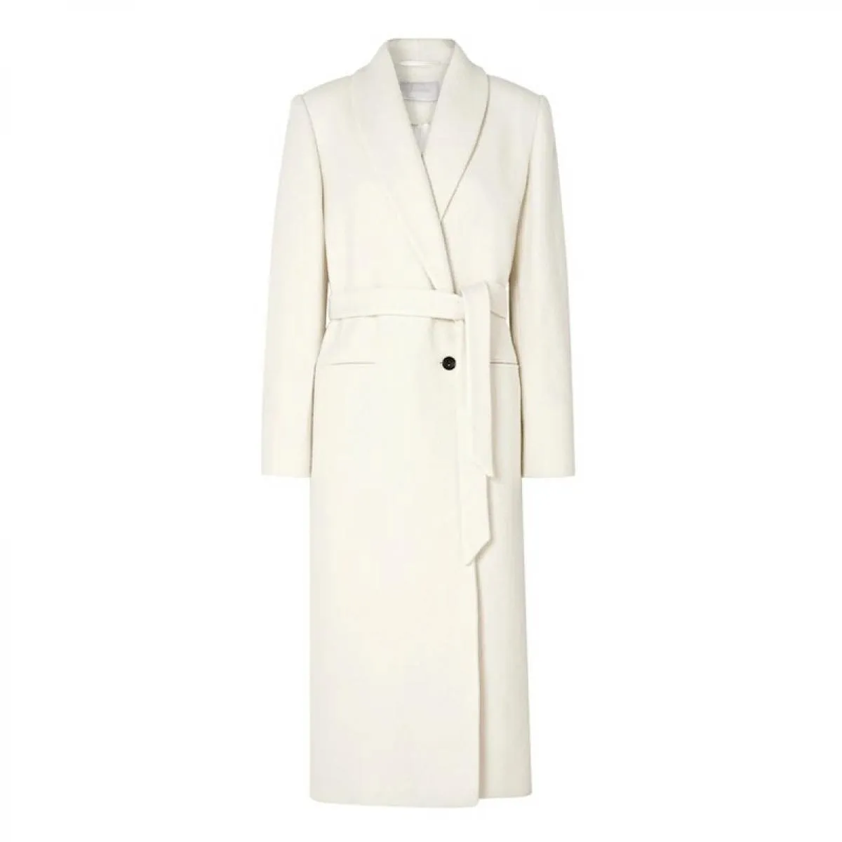 High Street 2022 Autunno Inverno Cappotto firmato da donna Collo a scialle Bottone singolo con cintura Misto lana Cappotto lungo