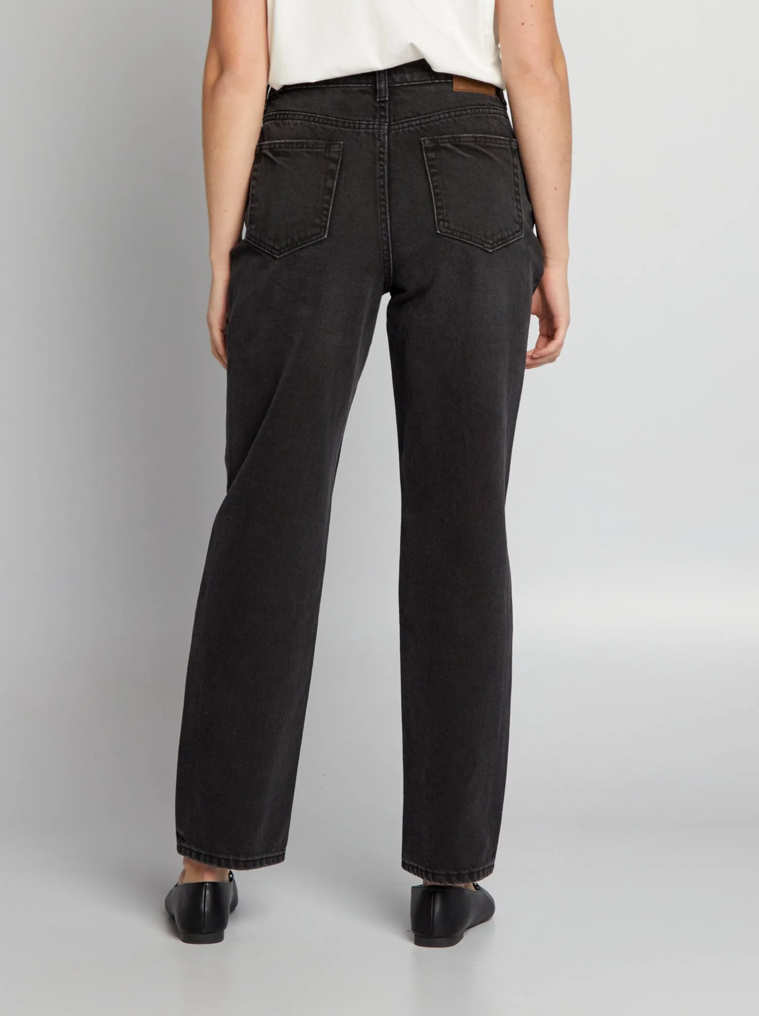 Jeans dritti vita alta - GRIGIO