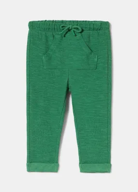 Joggers in cotone con tasca a marsupio neonato
